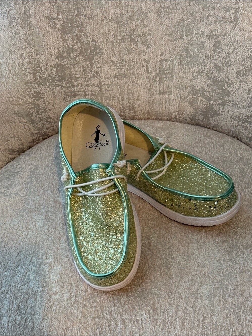 Corkys Glitter Boat Shoes in Green